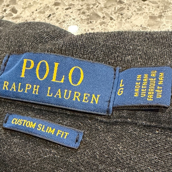 Polo Ralph Lauren Men's Charcoal Black Polo Shirt Size Large Slim - Picture 2 of 6